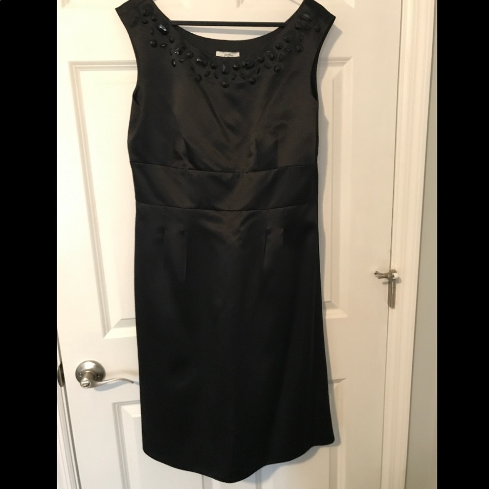 Ann Taylor Loft Black Satin Dress